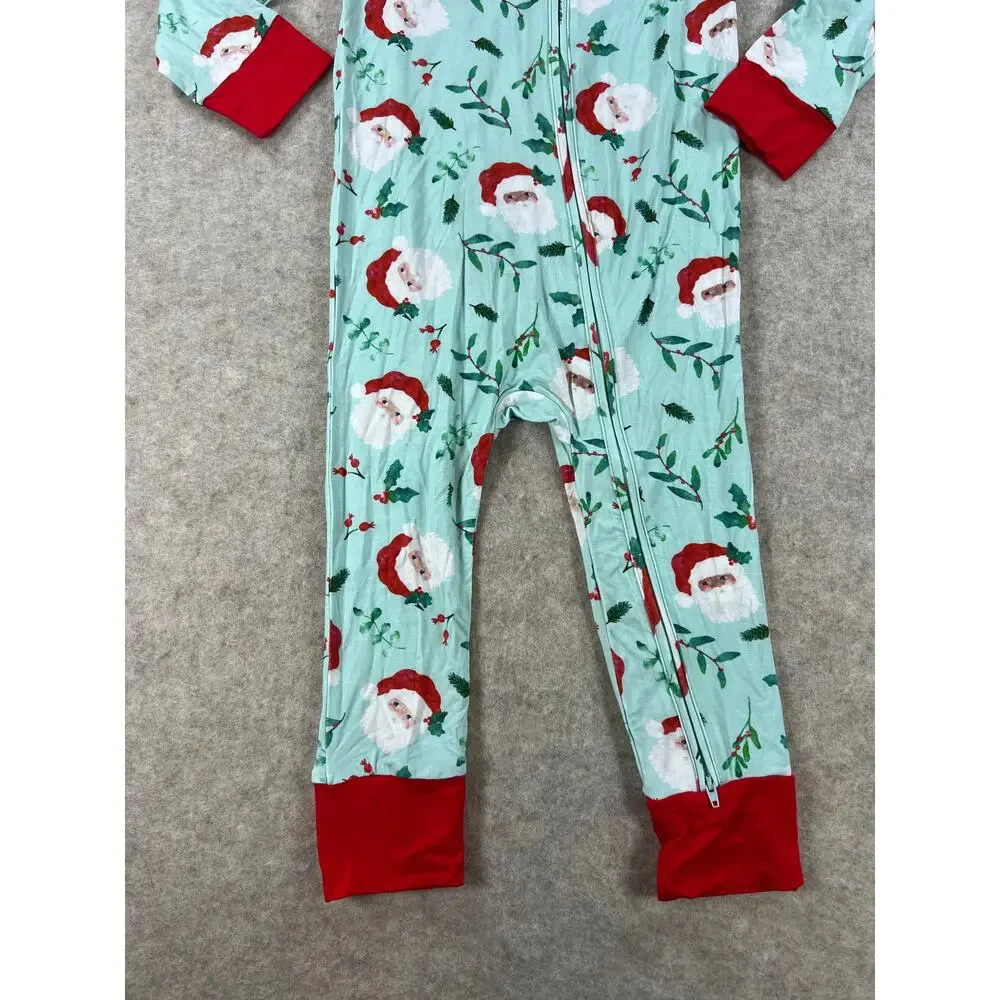 Smocked Sweets Mint Santa Claus Bamboo One Piece Pajama Boys Girls Size 4 NEW